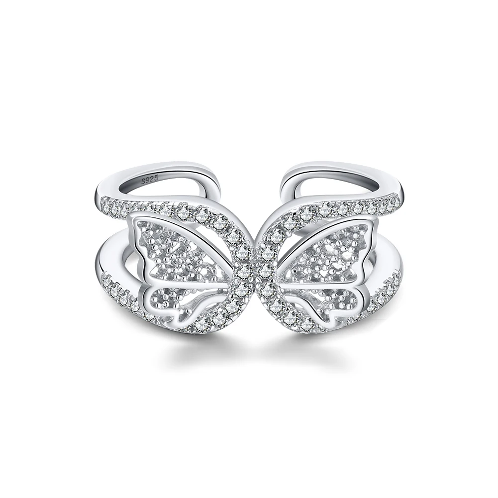 

RINNTIN SR254 Personalized Designer Women Men Jewelry Wholesale 925 Sterling Silver Butterfly Rings