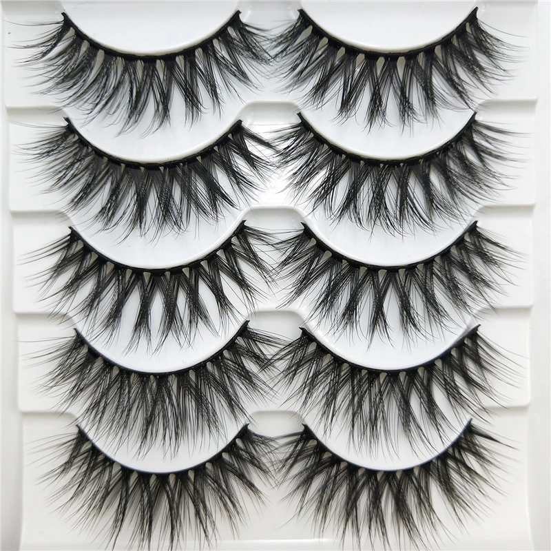 

5 pairs 3D Faux Mink Hair Soft False Eyelashes Fluffy Wispy Thick Lashes Handmade Soft Eye Makeup Extension Tools