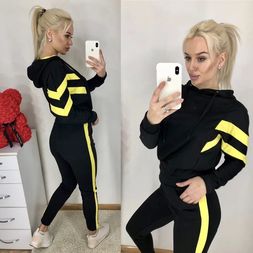 

2022 Spring New Arrival Women Casual Pullover Hoodies Joggers Pants Set Ladies Tracksuit Two Pieces Suit, As picture