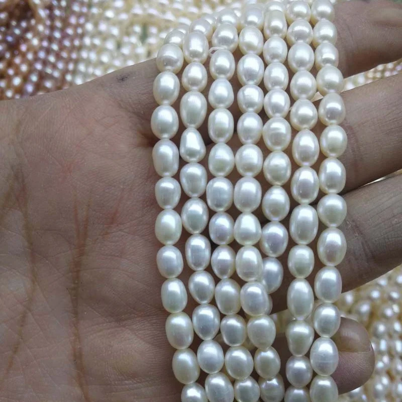 

Natural Freshwater Cultured Pearls Beads Rice Shape 4mm 100% Natural Drop Pearls for Jewelry Making DIY Pearl Strand 13 Inches