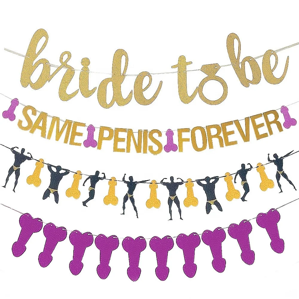 

DAMAI Bachelor Party Banner Decoration Bride To Be Banner Glittering Gold Pink Man Party Paper Banner