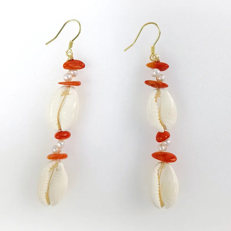 

E379 wholesale Factory coral Drop Earring Simulated Dangle Pearl Wholesale