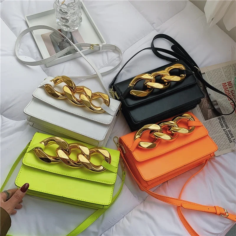 

TS9535 Hot Sale Fashion Ladies Handbags Gold Chain Bag Neon cute Crossbody Messenger Bags Luxury Handbags for Women