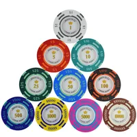 

40mm monte carlo 14g clay with sticker numbers gambling coin jetton tag poker chips