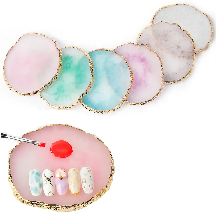 

Nail plate agate Manicure Resin Agate Design agate Gilt Display Plate Crystal Color Palette Nail Tips, Colorful