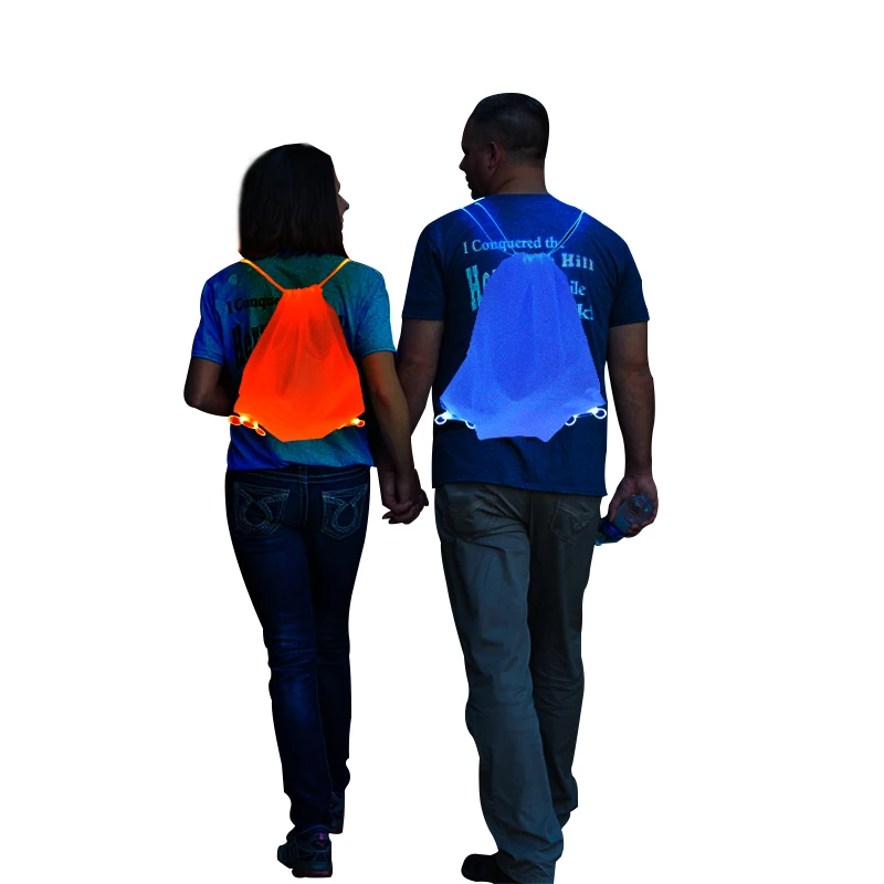 

2019 New Style Led Drawstring Backpack for Sale Customized Logo Oxford Cloth Fashion Unisex Chain Strap Flashing & Sports Open, Red/yellow/blue/green/orange/white/pink/rainbow