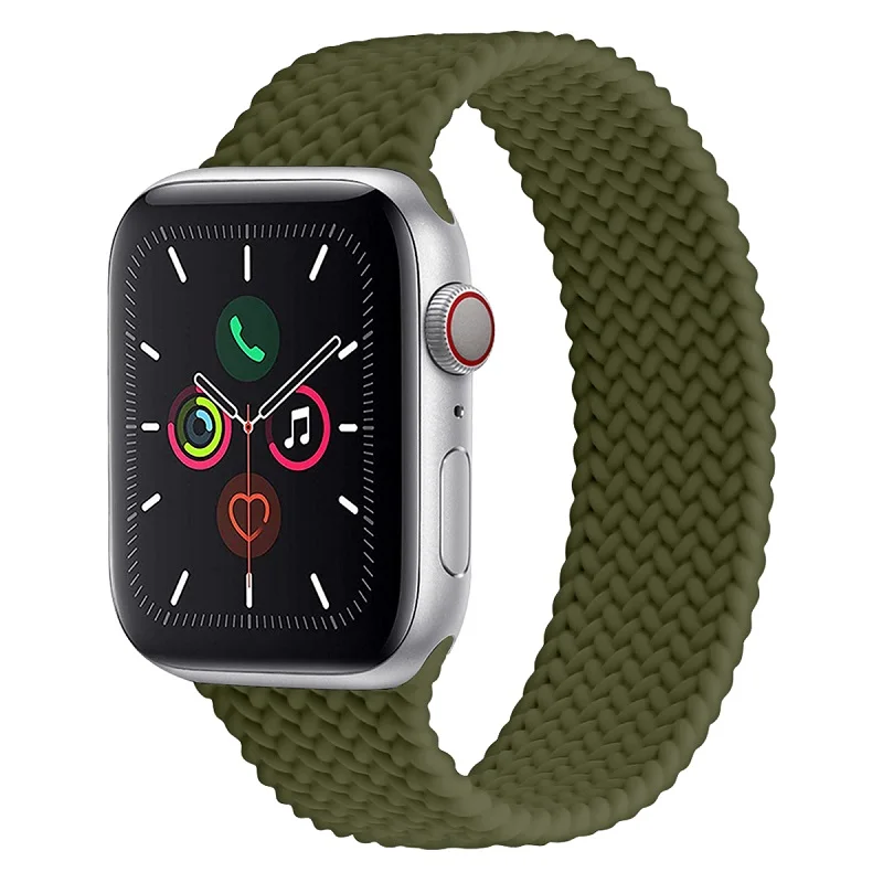 

for Apple Watch1/2/3/4/5 38/40mm 42/44mm Elastic Sport Rubber Strap Silicone Braided Solo Loop Watch Band, 10 colors