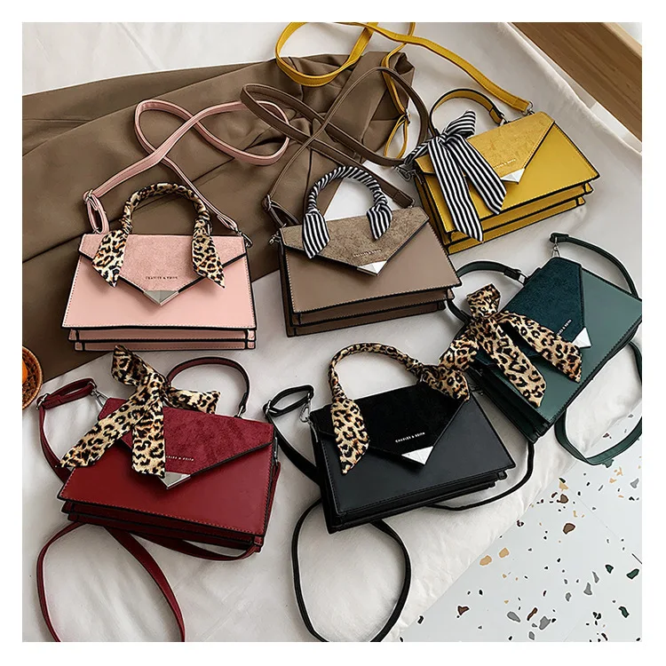 

Wholesale Branded Luxury PU Leather Women Triangle ShoulderTote Hand Bags Scarf Handbags Ladies Small Square Bag, 6 colors
