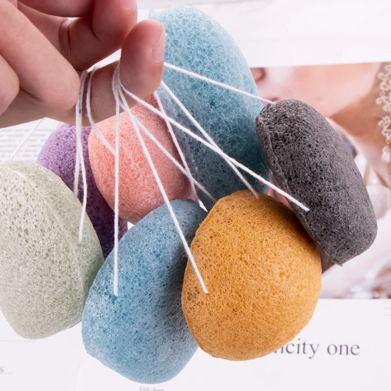 

Best Seller All Natural organic Facial and shower Japan Sponge Activated Bamboo Charcoal Black Konjac Sponge, Green, red, blue, black, customized