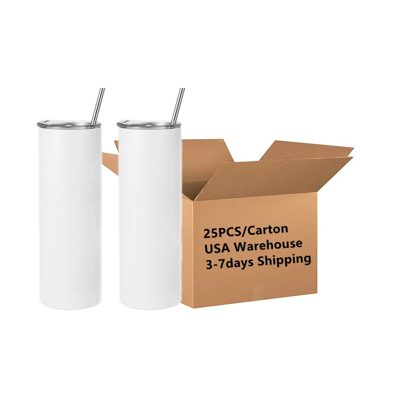 

USA warehouse 30oz insulation vacuum stainless steel tumbler straight skinny sublimation Tumbler with Straw