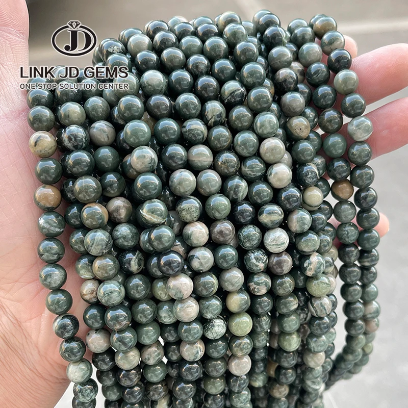 

JD High Quality Gemstone Beads 4mm 6mm 8mm 10mm 12mm Natural Green Wood Jasper Beads for DIY Jewelry Making