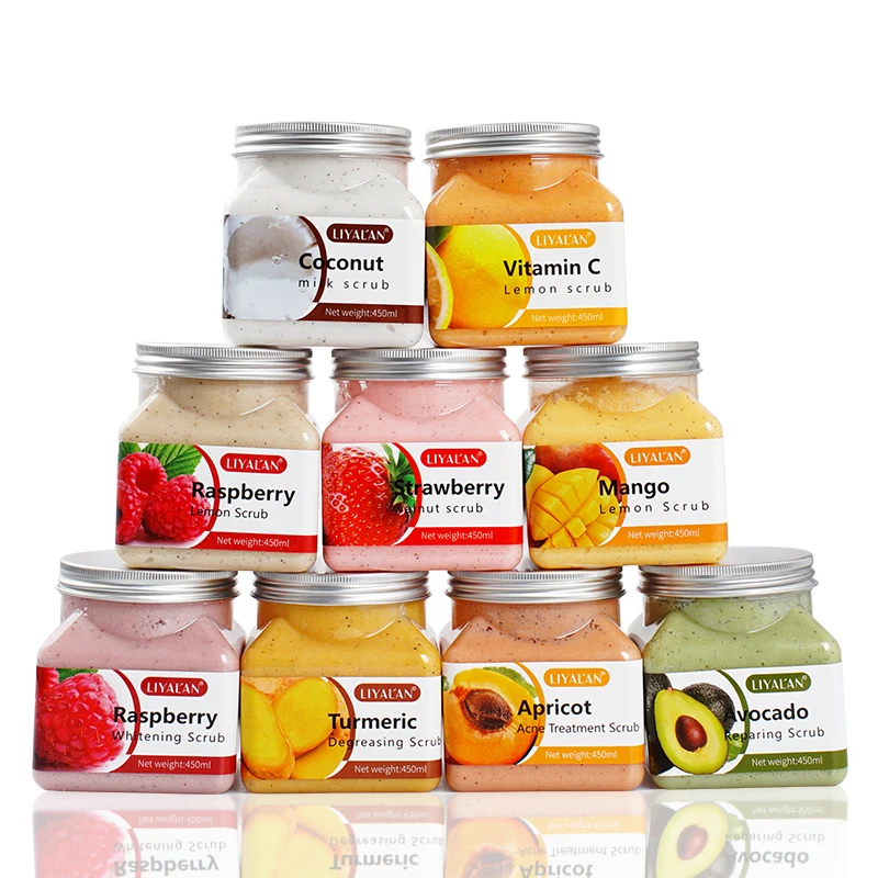 

Private Label Natural Moisturizing Exfoliating Organic Fruit Avocado Strawberry Skin Care Sugar Body Scrub Whitening
