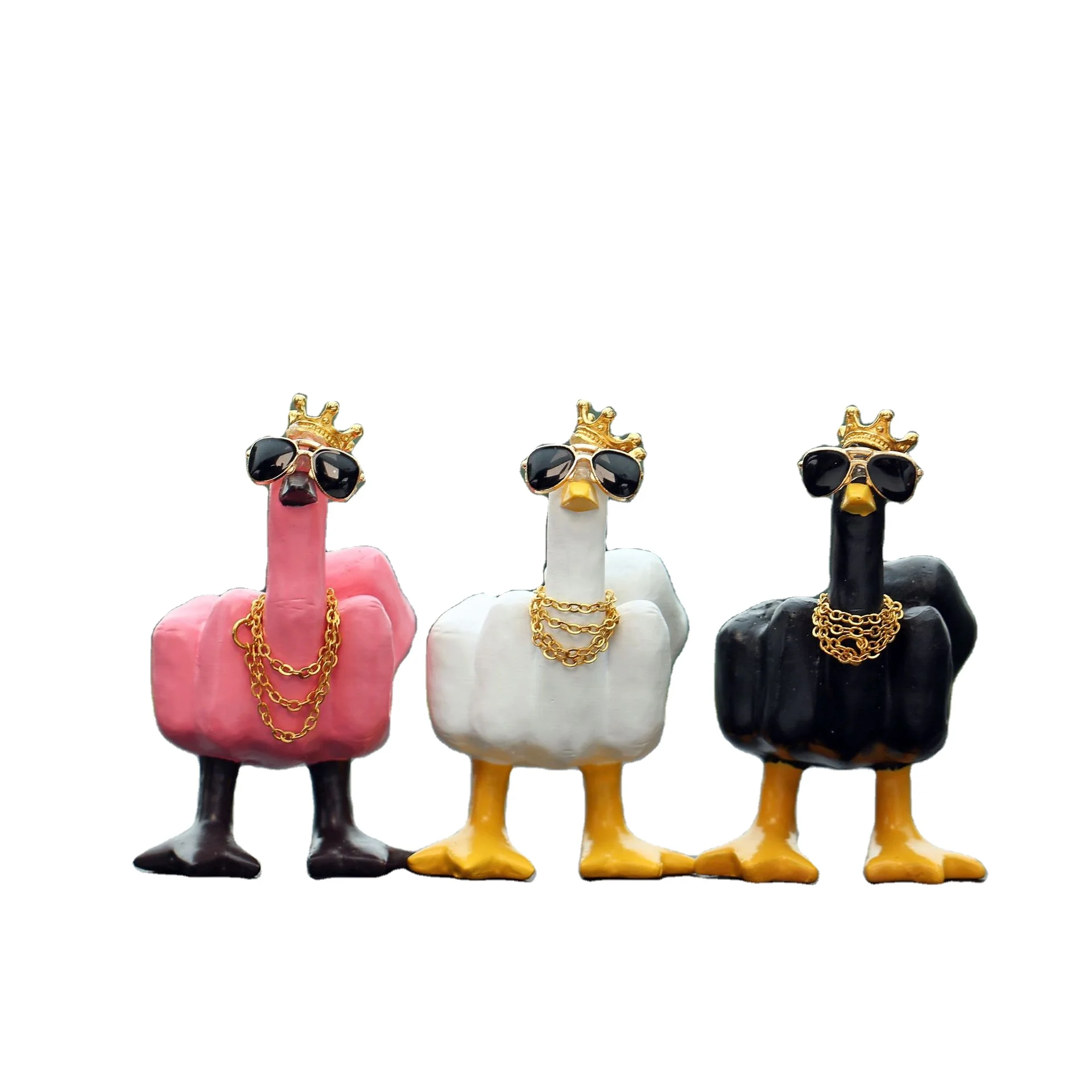 Hot Creative Car Decoration Funny Little Duck Personalized Middle Finger Resin Statue Home Desktop Car Ornaments Gift