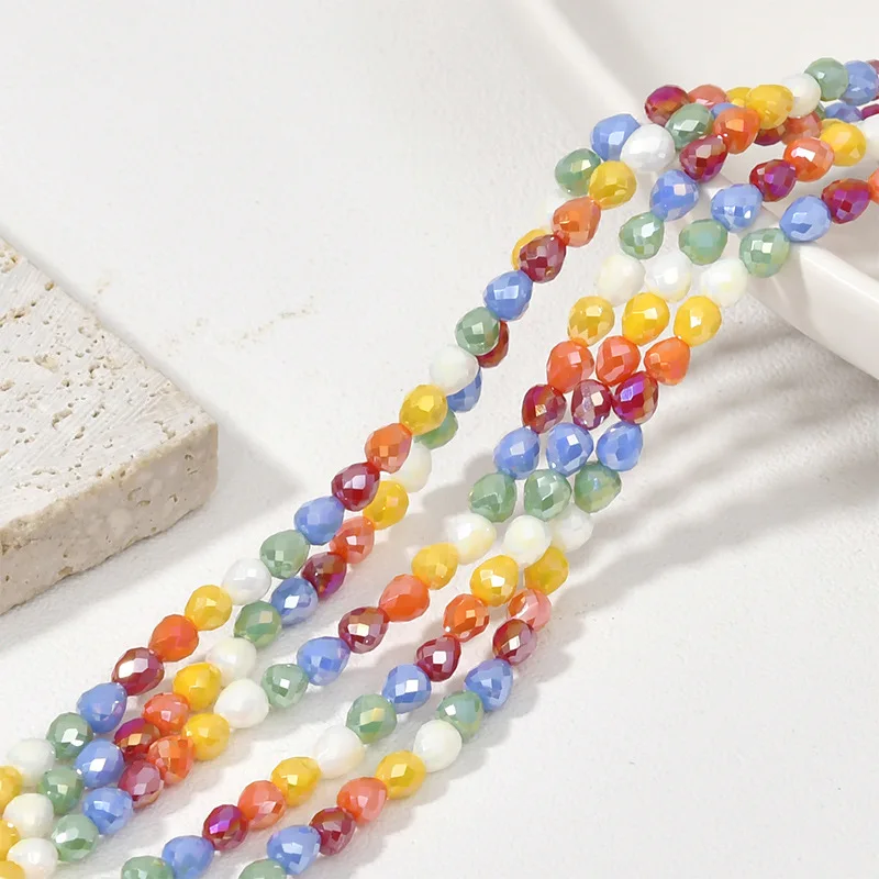 

JC Crystal factory direct sell colorful crystal glass beads Rectangular round small strawberry beads