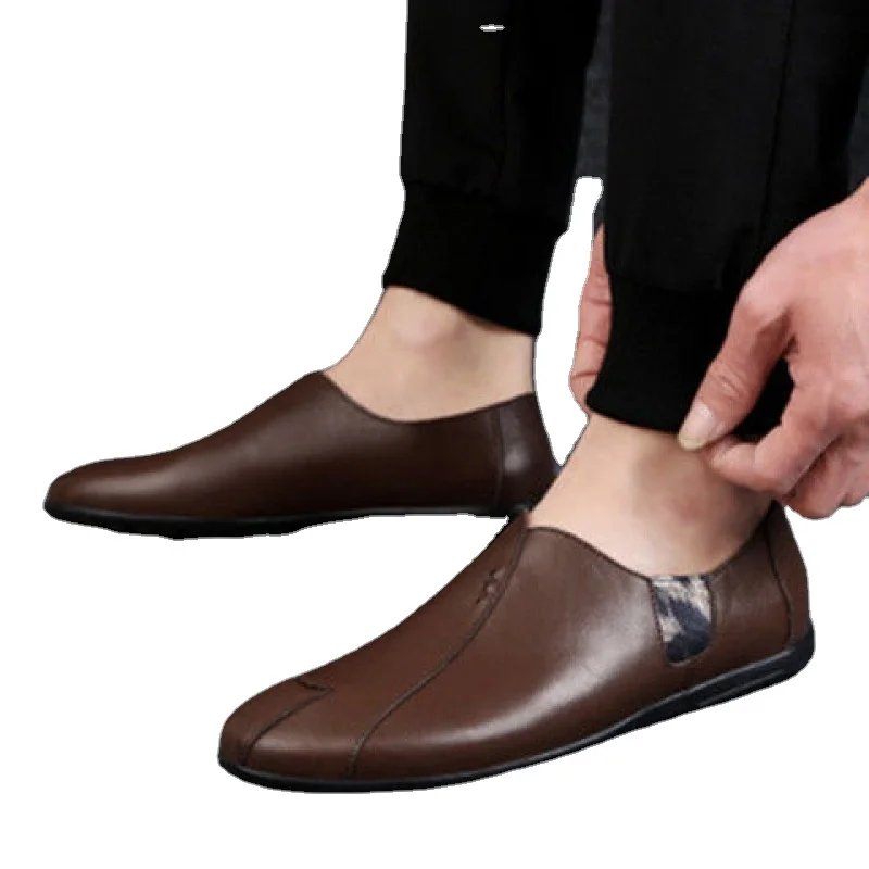 

Fashionable Korean Personality PU Formal Casual Men Leather Shoes Peas Shoes Custom