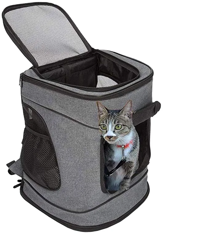 

Pet Carrier Pet Backpack For Small Dogs Cats Puppies Pet Travel Bag Airline Approved With Mesh Window Soft Mat bags For Hiking, Gray
