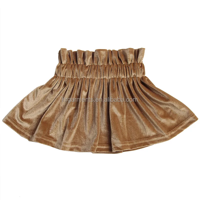 

New Girls Mini Skirt Khaki Velvet Fold Dress Back to School Fall Children Clothes High Quality Winter Kids Clothing, As picture
