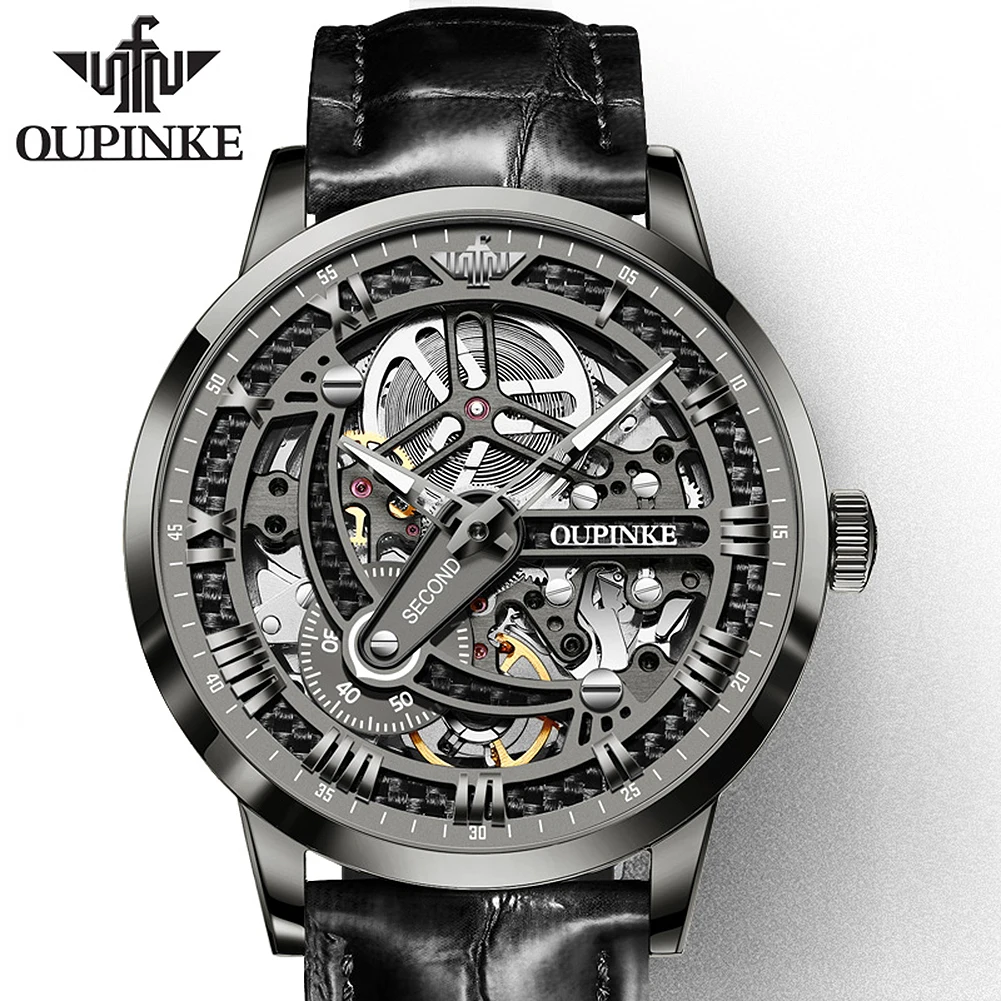 

Oupinke 3173 Fashion Luxury Gift OEM Automatic Watch Supplier Luxury Skeleton Fashion Mechanical Watch Manufacturer for Men