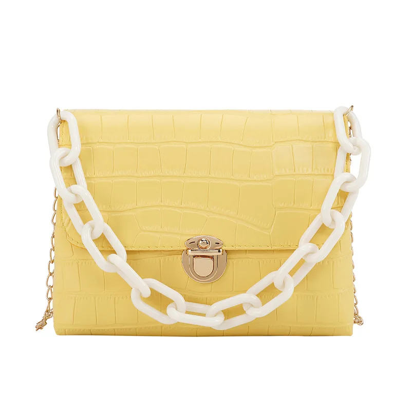 

Hot-sale Cheap Simple Leather women shoulder bag chain pure color crossbody sling bags for ladies and girls