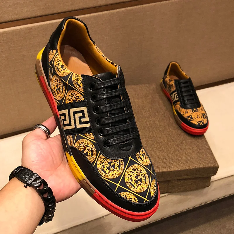 

Wholesale Italian famous brand mens designer sneakers shoes male high quality luxury shoes, White,black