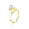 100% Real Solid 9K 375 Pearl Ring Gold Fast Shipping