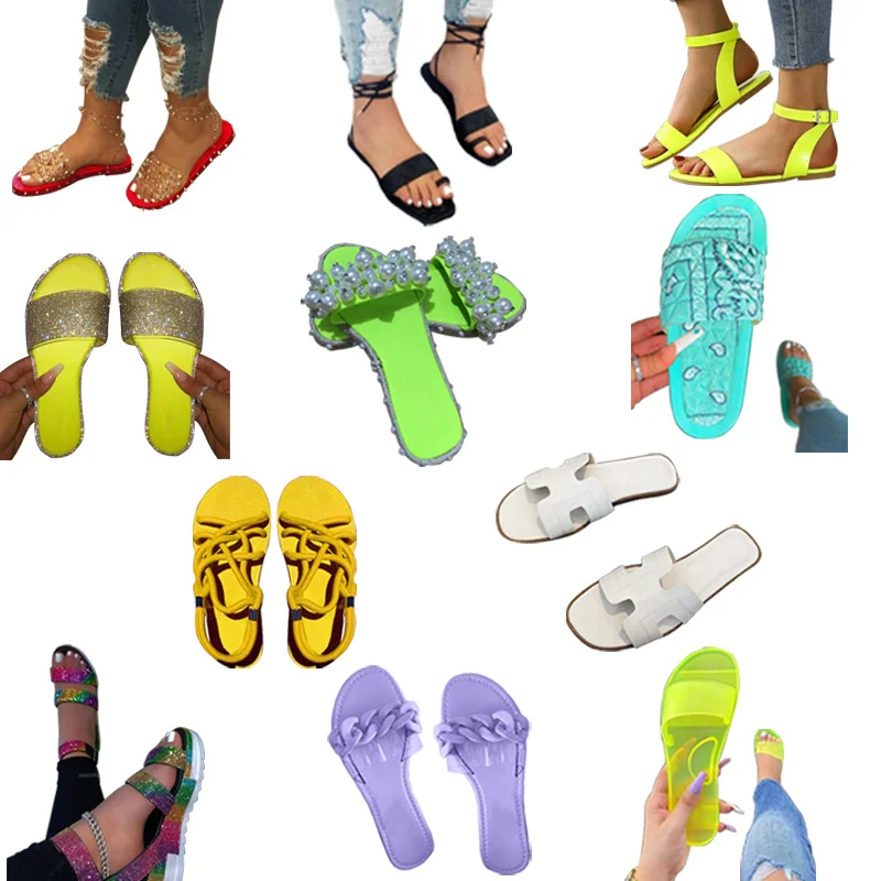 

2021 Agreat Wholesales Lace Up Slip-On Lady Jelly Slipper Cute Toe Strap Flat Slide Women Rope Sandals