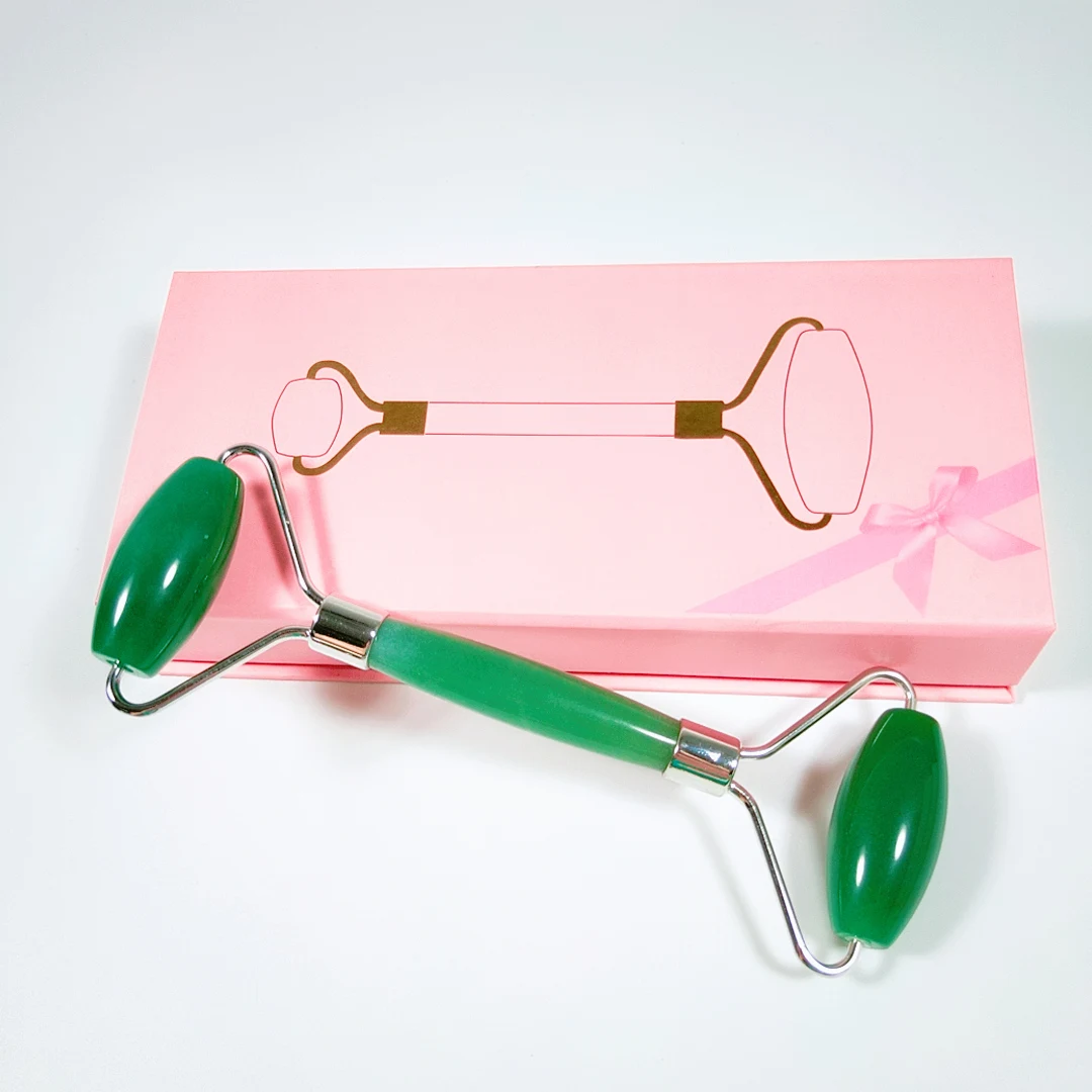 

Good supplier high quality Anti Aging Roller Green Aventurine roller for face massager with box