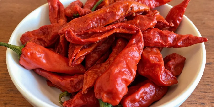 Fresh chili peppers on cutting board