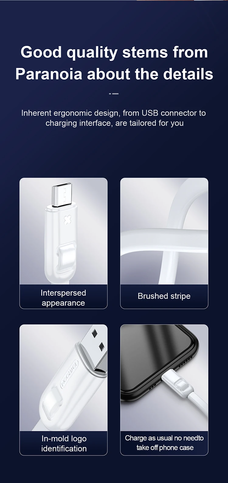 JOYROOM 1M for iphone charging cable usb type c cable 3.0 v8 data cable usb - ANKUX.COM