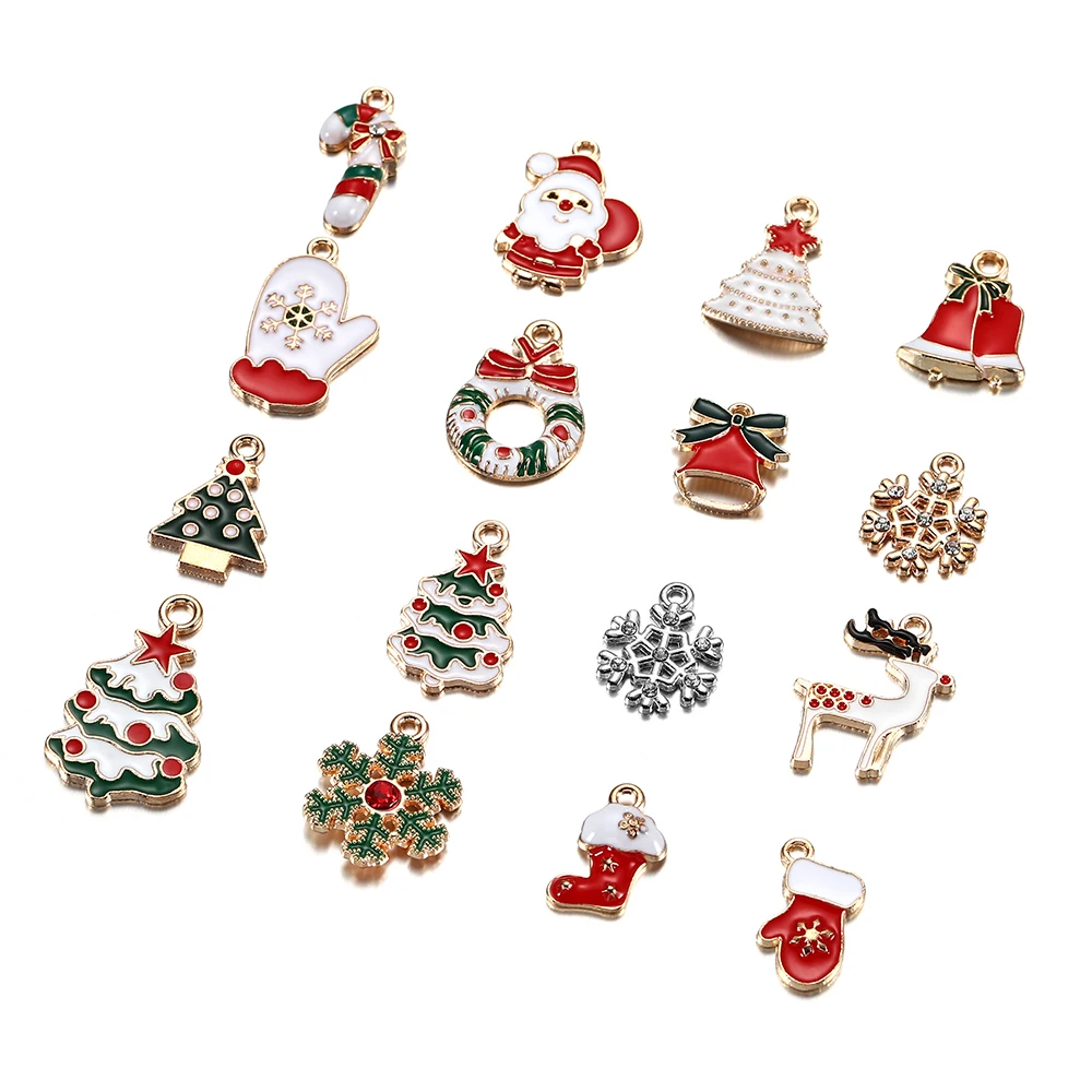 

20pcs/lot X-mas Enamel Snowman Charms Earring Accessories Handmade Christmas Ornament Pendants Charms for Jewelry Making, As shown