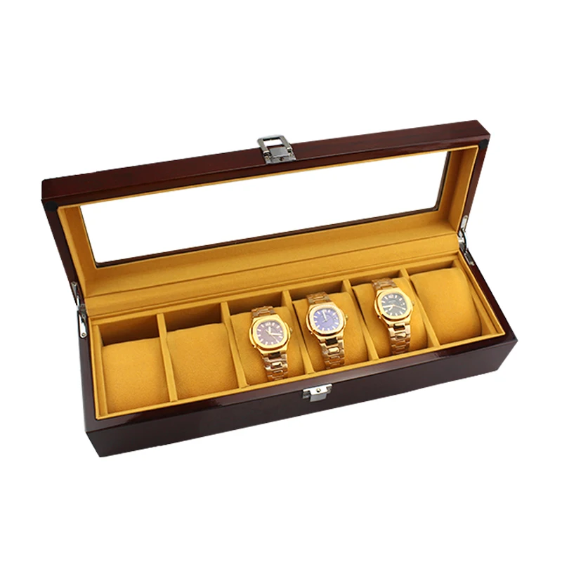 

Brown rosewood grain wooden watch box for men watch jewelry storage box