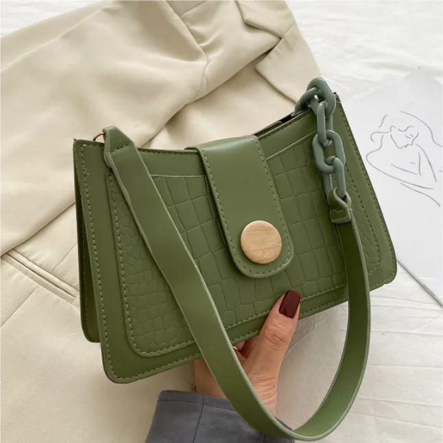 

Retro Crocodile Pattern Shoulder Bag For Women PU Armpit Bag France Baguette Bag Casual Female Handbags Advanced Totes #1245