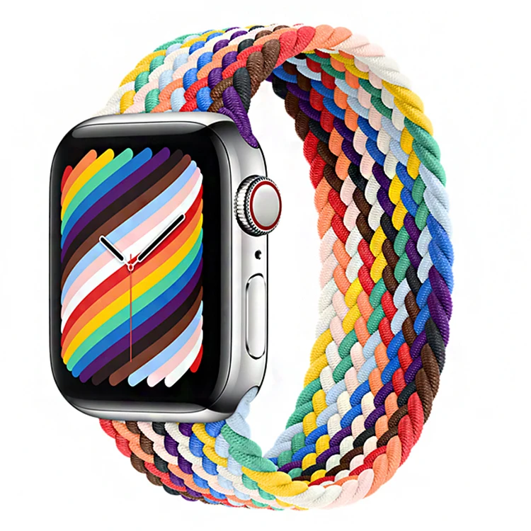 

Newest 40mm 44mm Sports Rainbow Edition Woven Single Loop Strap For Apple Watch Series 6 SE 5 4 3, Picture