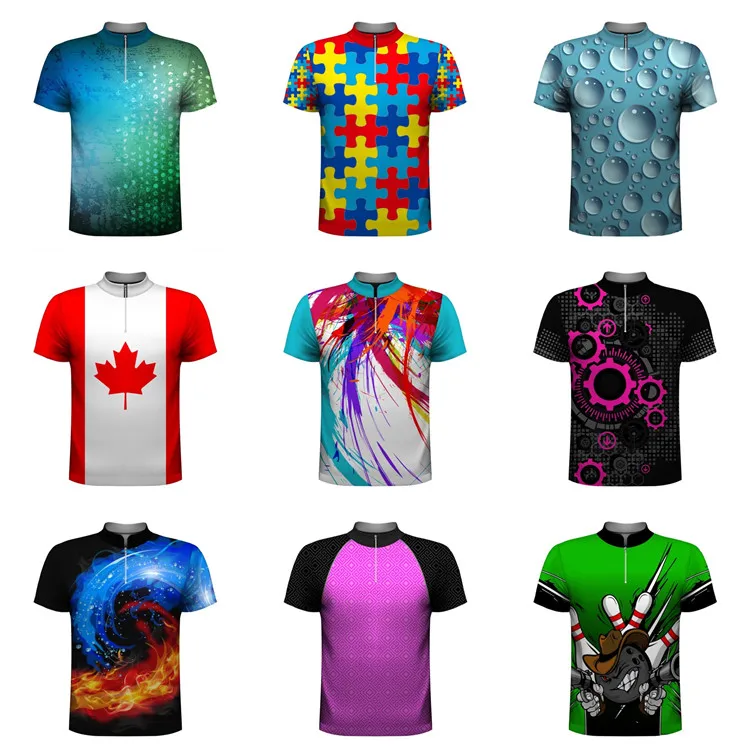 

New unisex full sublimation printing summer style custom bowling jersey shirts for women, Customized color