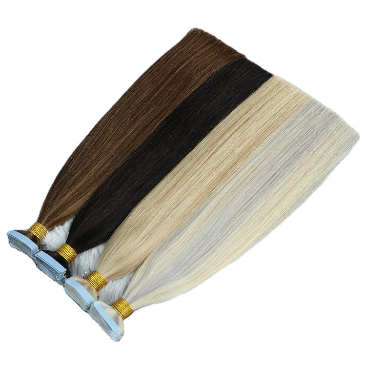 

PureVirgin Top Quality Tape In Hair 613 # Human Hair Extensions One Donor Cuticle Aligned 100% Human Tape Virgin European Hair, All color available