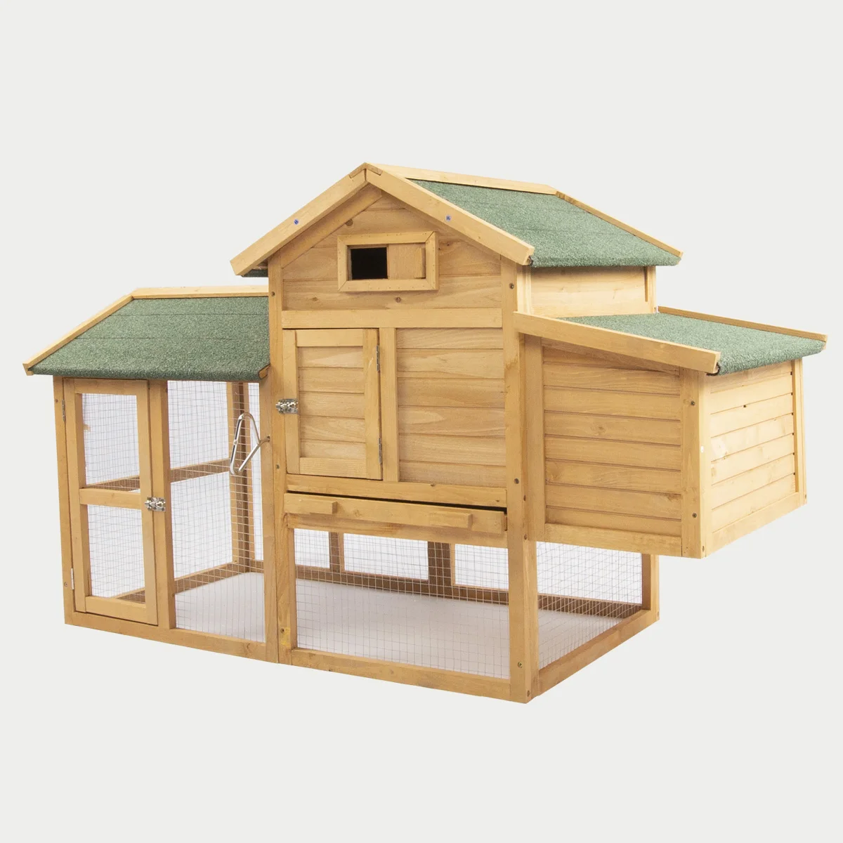 

stock Outdoor Double Space Deck Wooden Chicken Coop With Stairs