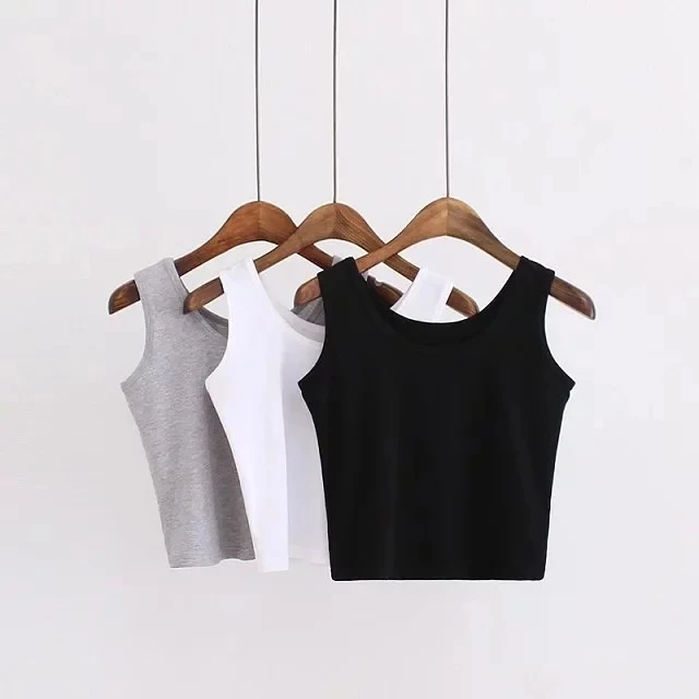 
Manufacture OEM customized cotton spandex summer clothes knitted blank wholesale clothing china 2020 crop top for women 