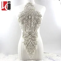 

HC-6908 Hechun large bodice heavy craft crystal applique for dress