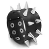 Men jewelry Unique two Rows Cuspidal Spikes Rivet Stud Wide Cuff Leather Punk Gothic Rock Unisex Bangle Bracelet