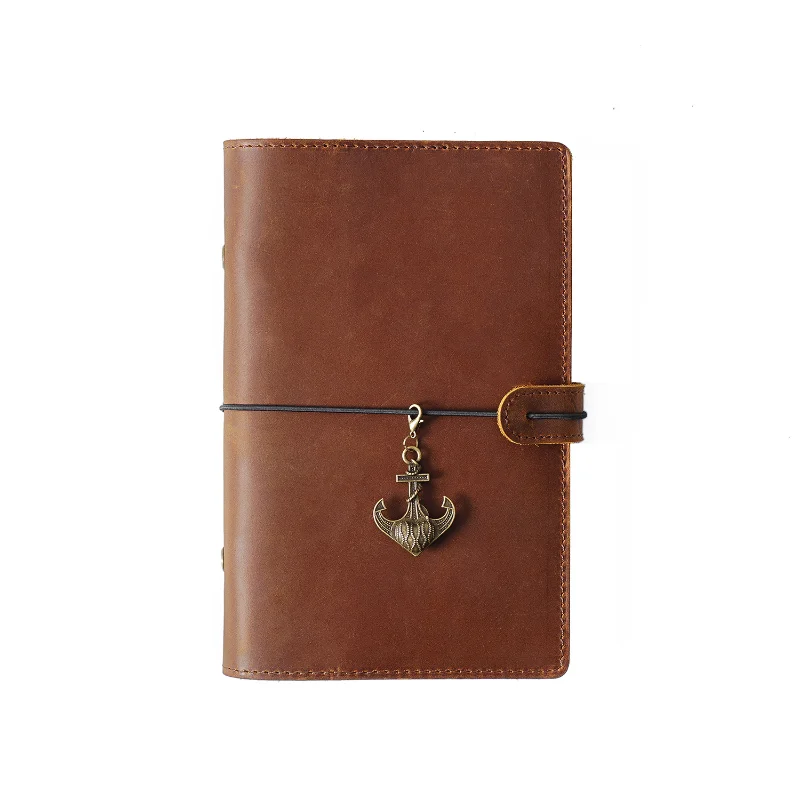 AIGUONIU Vintage Leather Binder Handmade A5 Daily Planner Journal Sketchbook Loose-leaf Notebook for Drawing Stationery Rings