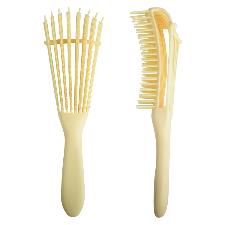 

Salon Vent Feature Plastic Handle Eight Rows move easy Octopus yellow Detangling hair brush hot selling in amazon, Customized