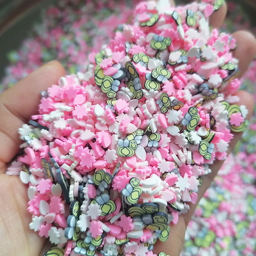 1000g DIY Craft Slime Filler Flower Polymer Clay Slices Cherry Smile Bee Mixture Polymer Clay Sprinkles