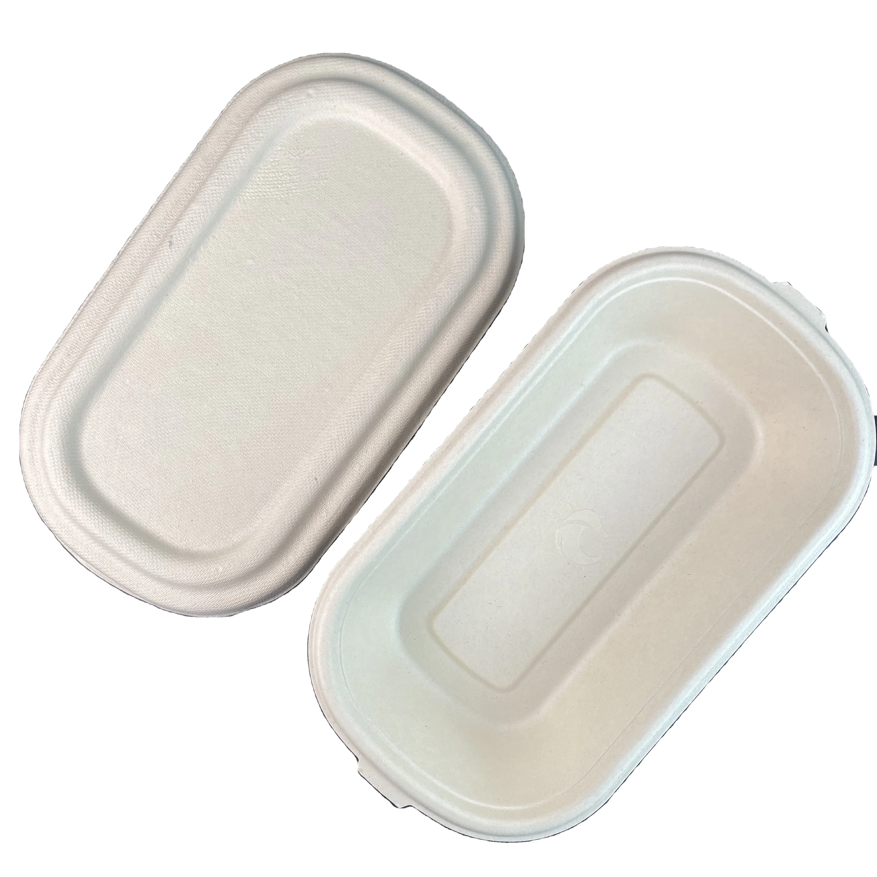 

Biodegradable Paper Pulp Lunch Container, Sugarcane Bagasse Food container, Disposable Tableware with lid, Bleached or natural