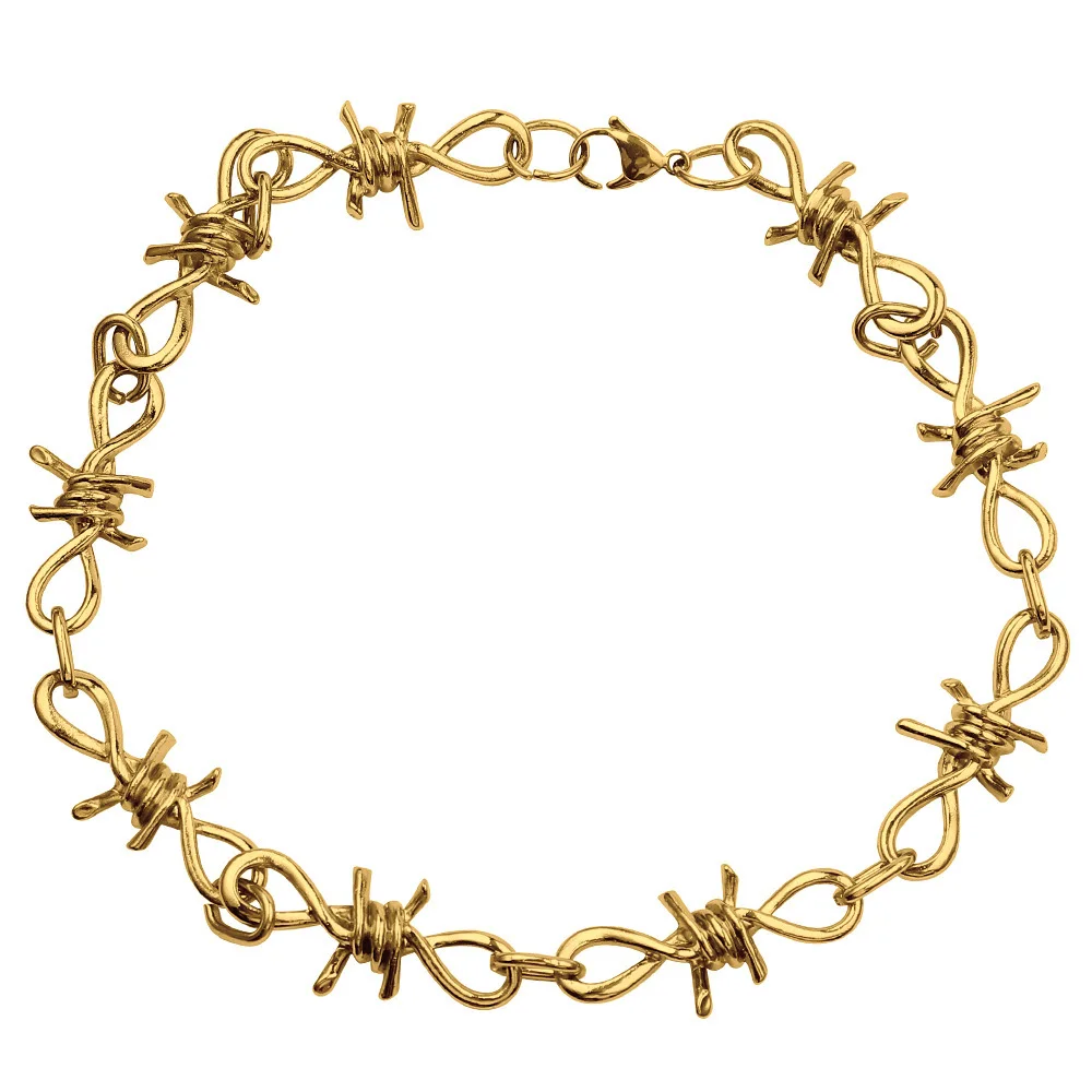 

wholesale unisex European INS thorns thorn necklace bracelet retro hiphop punk chain clavicle choker necklace