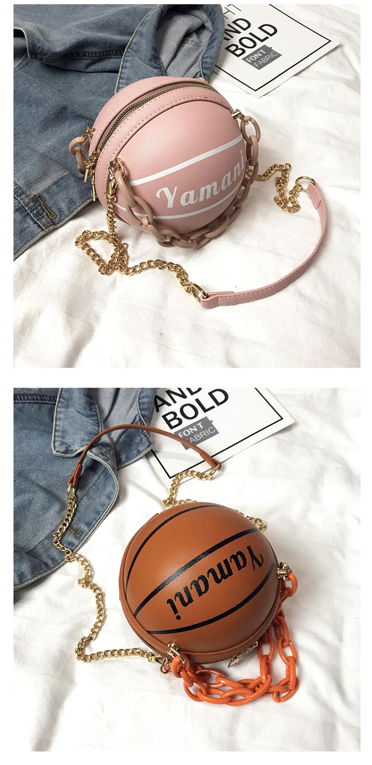 Pink Basketball Shaped Football Purse Luxury Small Mini Handbags With