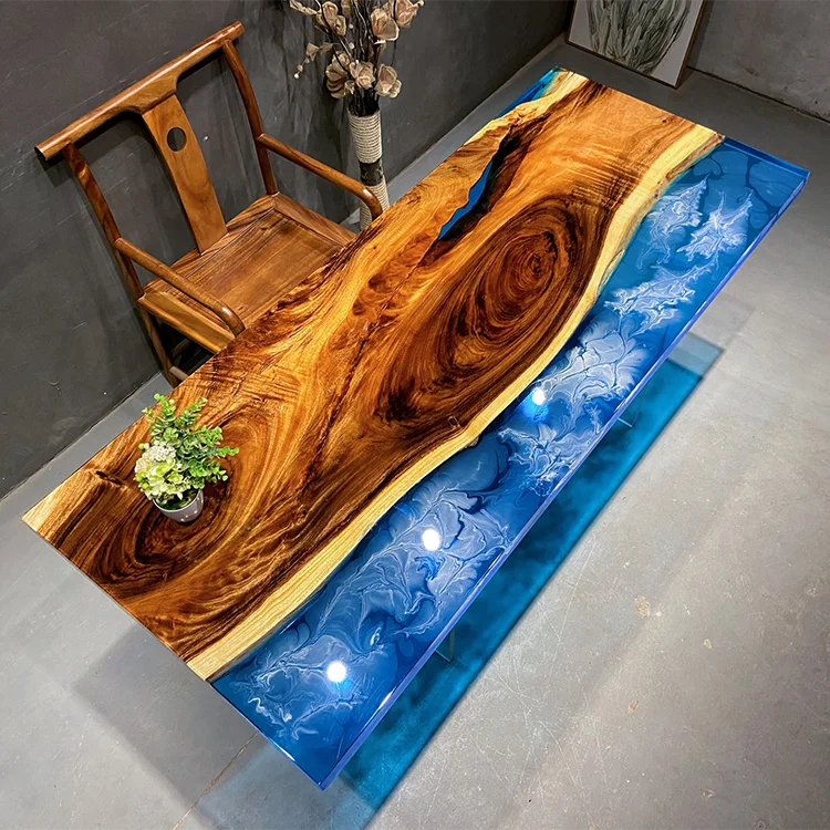 Epoxy Resin Dining Table Top With High Quality 304 Stainless Steel Leg