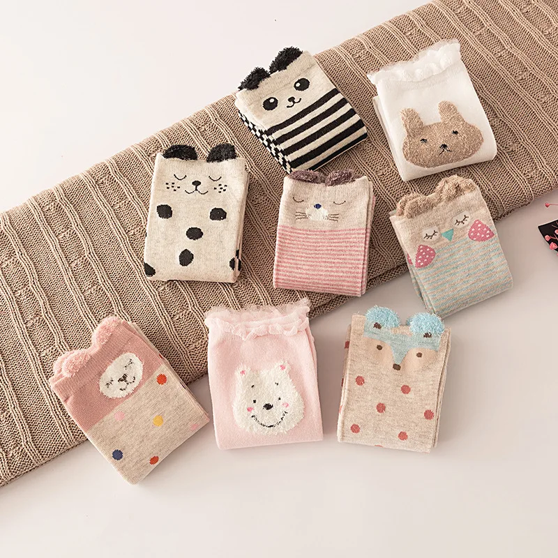 

Bonypony Girls Knee High Socks Cute Animal Pattern Soft Novelty Cotton Long Socks For Kid Child