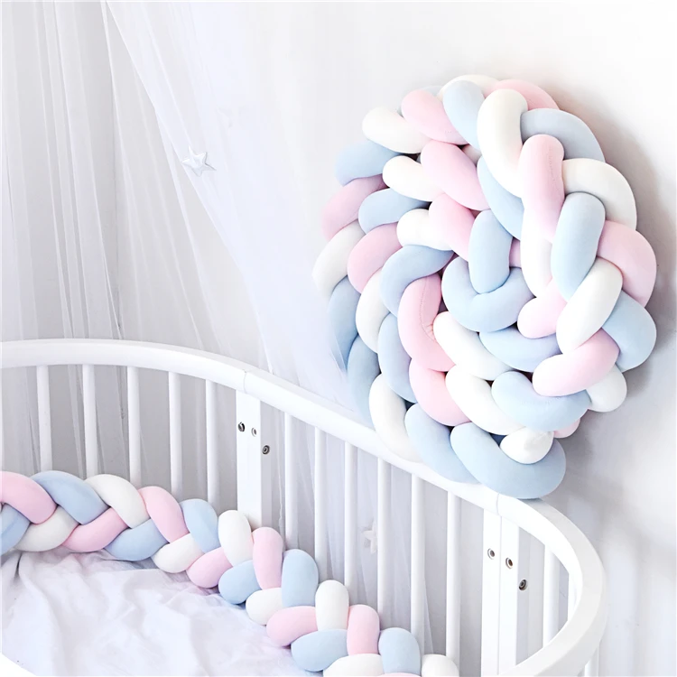 Gray RedKids 4 Strands Baby Cot Bumper Baby Cot Bumper Nursery Gift Baby Head Guard Bumper Knot for Newborns Baby Kids