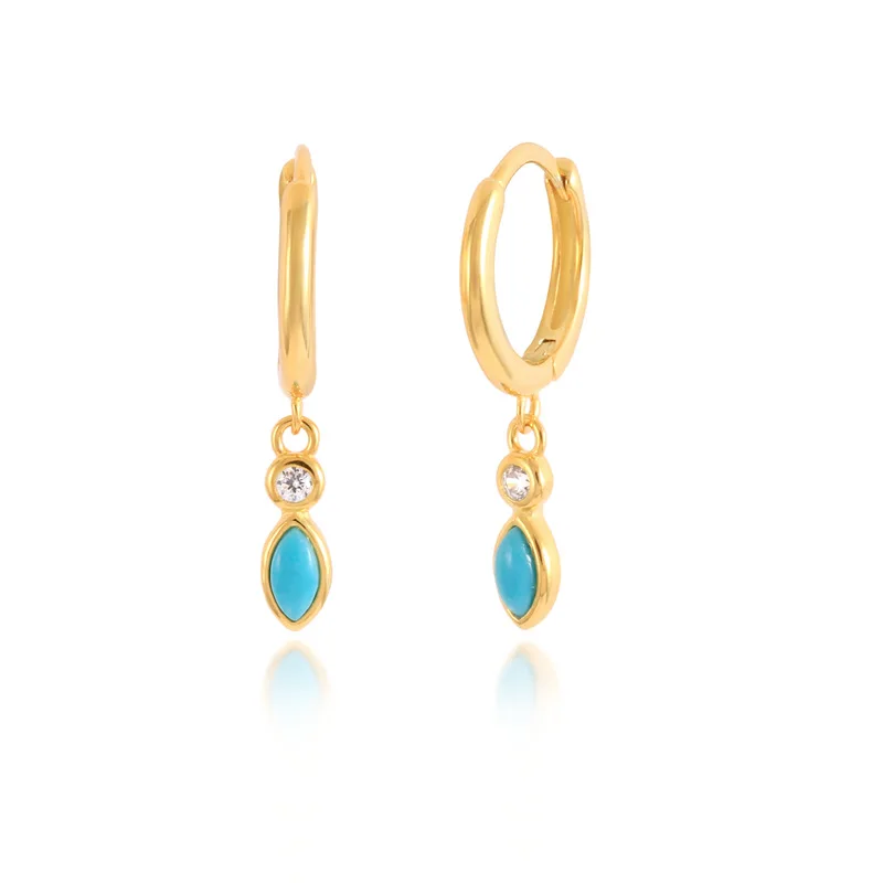 

Wholesale Jewelry Fashion 925 Sterling Silver Turquoise Drop Earrings Statement 18K Gold Plated Hoop Earrings Women