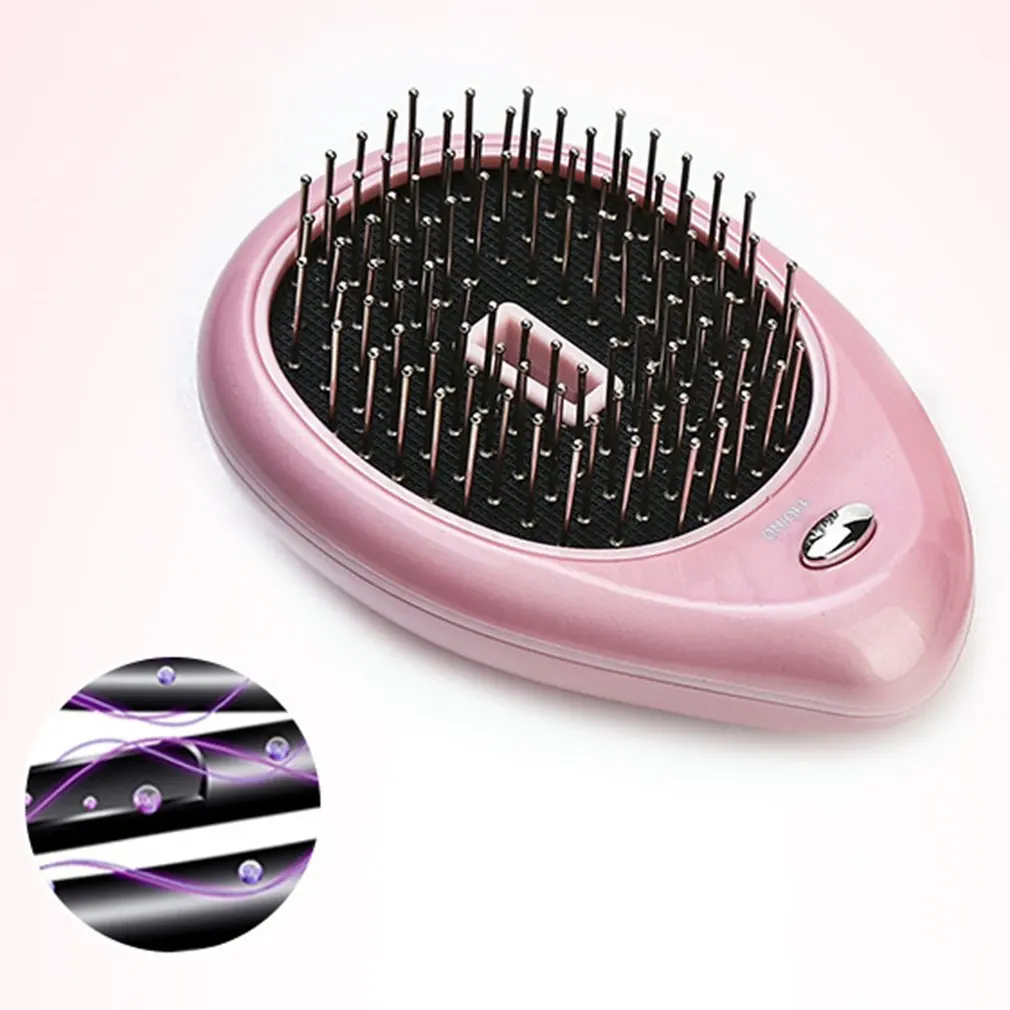 

Mini Electric Ionic Hairbrush Portable Ionic Hair Brush Negative Ions Massage Comb, Pink/green